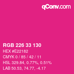 カラーコード: RGB 226 33 130 | qconv.com