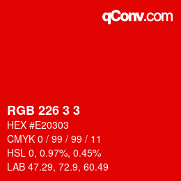 Color code: RGB 226 3 3 | qconv.com