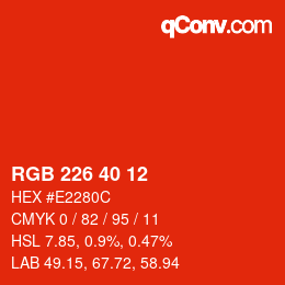 Color code: RGB 226 40 12 | qconv.com