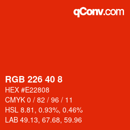 カラーコード: RGB 226 40 8 | qconv.com