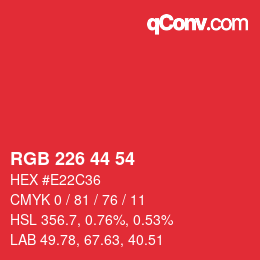 Color code: RGB 226 44 54 | qconv.com