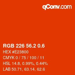 カラーコード: RGB 226 56.2 0.6 | qconv.com