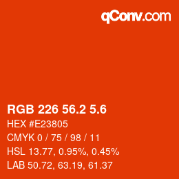 カラーコード: RGB 226 56.2 5.6 | qconv.com