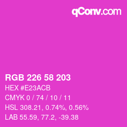 カラーコード: RGB 226 58 203 | qconv.com