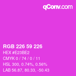 Color code: RGB 226 59 226 | qconv.com