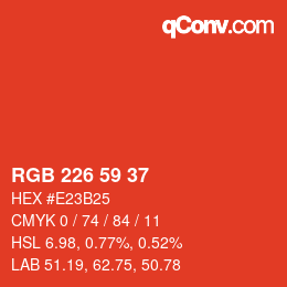 カラーコード: RGB 226 59 37 | qconv.com