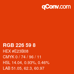 Color code: RGB 226 59 8 | qconv.com