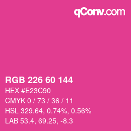 颜色代码: RGB 226 60 144 | qconv.com