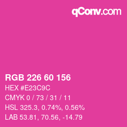 颜色代码: RGB 226 60 156 | qconv.com