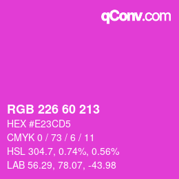 颜色代码: RGB 226 60 213 | qconv.com