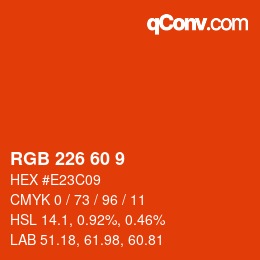 颜色代码: RGB 226 60 9 | qconv.com
