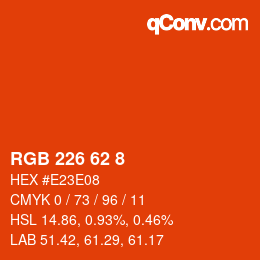 Color code: RGB 226 62 8 | qconv.com