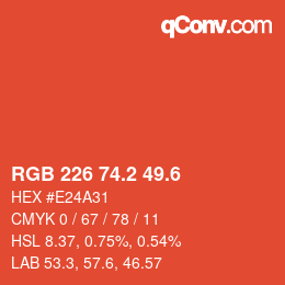 カラーコード: RGB 226 74.2 49.6 | qconv.com