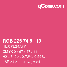 カラーコード: RGB 226 74.6 119 | qconv.com