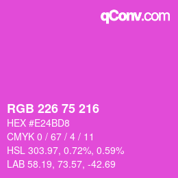颜色代码: RGB 226 75 216 | qconv.com
