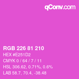 カラーコード: RGB 226 81 210 | qconv.com