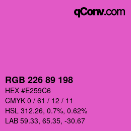 カラーコード: RGB 226 89 198 | qconv.com