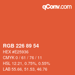 Color code: RGB 226 89 54 | qconv.com
