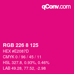 Color code: RGB 226 8 125 | qconv.com