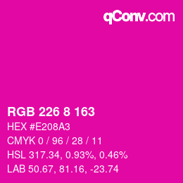 カラーコード: RGB 226 8 163 | qconv.com