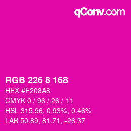 カラーコード: RGB 226 8 168 | qconv.com