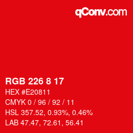 Color code: RGB 226 8 17 | qconv.com