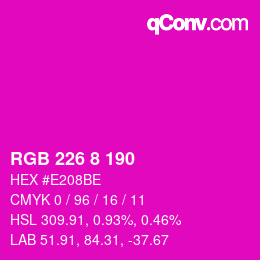 Color code: RGB 226 8 190 | qconv.com