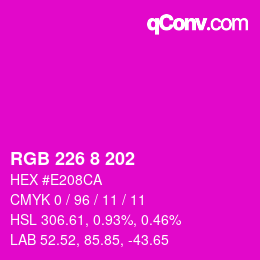 カラーコード: RGB 226 8 202 | qconv.com