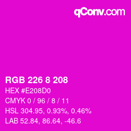 Color code: RGB 226 8 208 | qconv.com