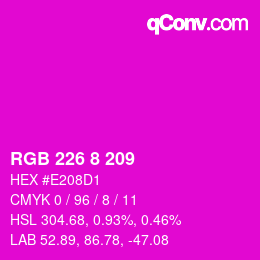 カラーコード: RGB 226 8 209 | qconv.com