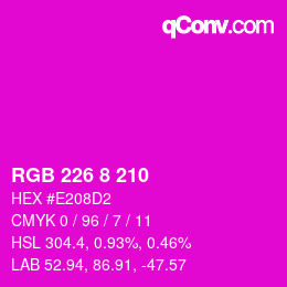 Color code: RGB 226 8 210 | qconv.com