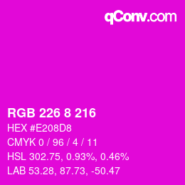 カラーコード: RGB 226 8 216 | qconv.com