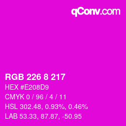 Color code: RGB 226 8 217 | qconv.com