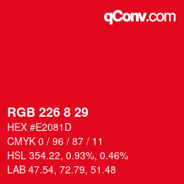 Color code: RGB 226 8 29 | qconv.com