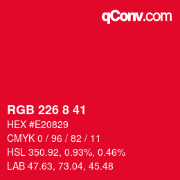 カラーコード: RGB 226 8 41 | qconv.com