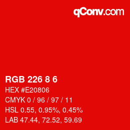 カラーコード: RGB 226 8 6 | qconv.com