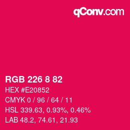 Color code: RGB 226 8 82 | qconv.com