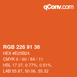 Color code: RGB 226 91 36 | qconv.com