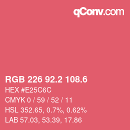 カラーコード: RGB 226 92.2 108.6 | qconv.com