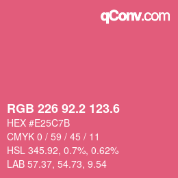 カラーコード: RGB 226 92.2 123.6 | qconv.com