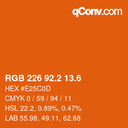 カラーコード: RGB 226 92.2 13.6 | qconv.com