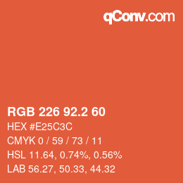 カラーコード: RGB 226 92.2 60 | qconv.com