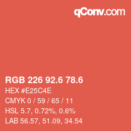 カラーコード: RGB 226 92.6 78.6 | qconv.com