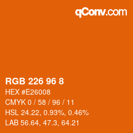 カラーコード: RGB 226 96 8 | qconv.com