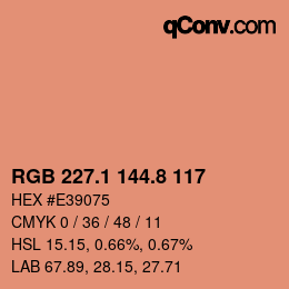 Color code: RGB 227.1 144.8 117 | qconv.com