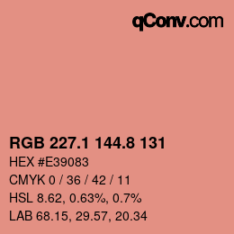 カラーコード: RGB 227.1 144.8 131 | qconv.com