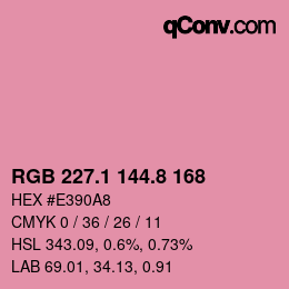 カラーコード: RGB 227.1 144.8 168 | qconv.com