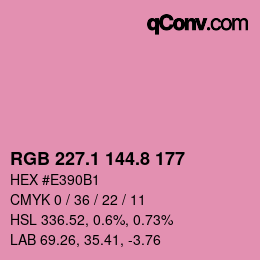 カラーコード: RGB 227.1 144.8 177 | qconv.com