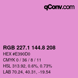 カラーコード: RGB 227.1 144.8 208 | qconv.com