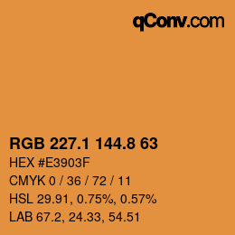 Color code: RGB 227.1 144.8 63 | qconv.com